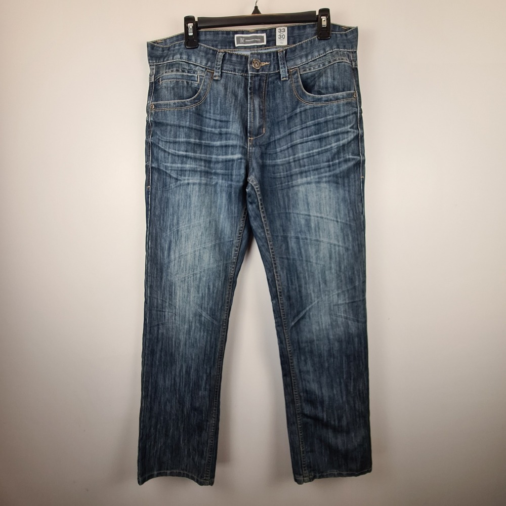 INC International Concepts Berlin‎ Slim Straight Mens Jeans 33x30 Blue Dark Wash